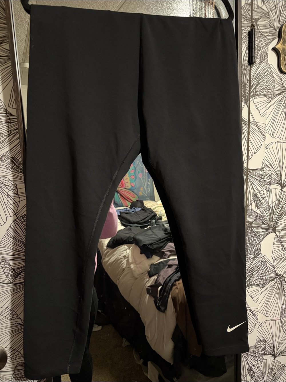 Nike Kids Black Athletic Leggings with White Swoosh